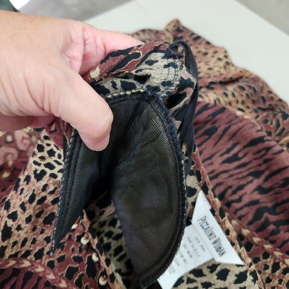 VTG Piccalino Womens Plus One Piece Shirt Dress Size 22W Maxi Animal Print Beads - Picture 7 of 11